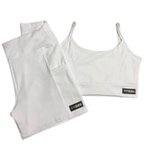 Conjunto Fitness - Shorts com bolso e Top de alça branco